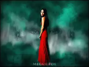 Megan Fox, Oczy, Czerwona, Suknia