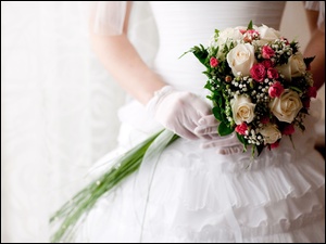 Kwiaty, Ślub, Suknia