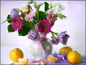 Bukiet, Cytryny, Różnych, Kwiatów