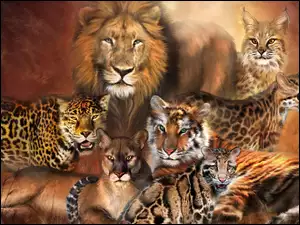 Puma, Duże, Lew, Koty, Lampart, Tygrys