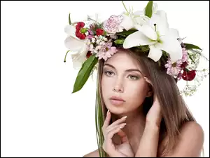 Kwiaty, Dziewczyna, Makijaż