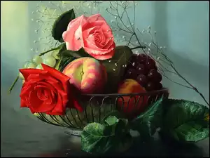 Owoce, Kompozycja, Kwiaty