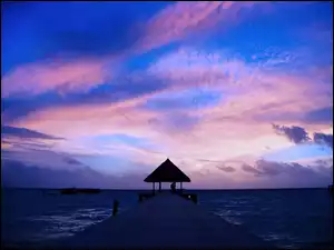 Malediwy, Niebo, Ocean, Molo