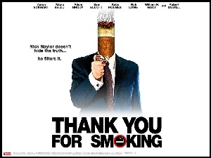 papieros, zapalniczka, Thank You For Smoking, Aaron Eckhart, plakat, garnitur