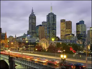 Miasto, Australia, Noc, Melbourne