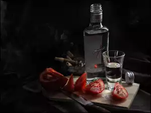 Butelka, Pomidory, Wódki, Kieliszek