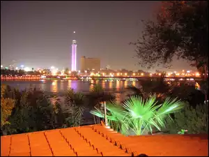Panorama, Kair, Dach, Egipt, Palma