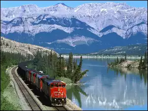 Pociąg, Góry, Rzeka