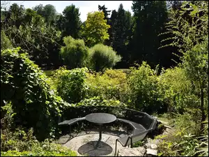 Ogród, Relaks, Zieleń, Ławka