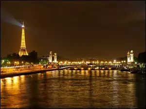 Wieża Eiffla, Most, Paryż, Sekwana