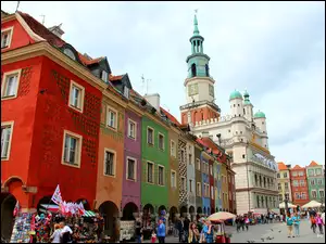 Polska, Kolorowe, Ratusz, Kamieniczki, Poznań
