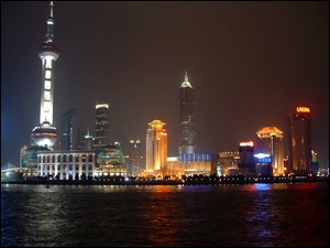 Panorama, Chiny, Miasta, Szanghai