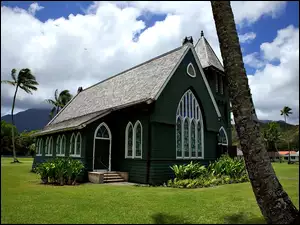 Obłoki, Wyspa, Kościółek, Kauai, Palmy