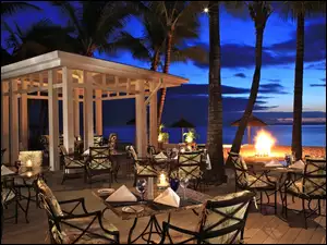 Mauritius, Restauracja, Ognisko, Plaża, Ocean