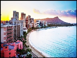 Honolulu, Waikiki, Morze, Plaża