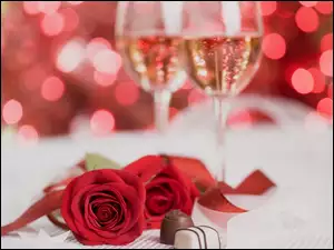 Szampan, Walentynki, Róże