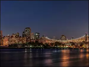 Rzeka, Nowy Jork, Miasto, Nocą