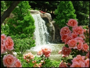 Róże, Rzeka, Wodospad