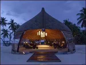 Restauracja, Malediwy, Plaża, Tropiki