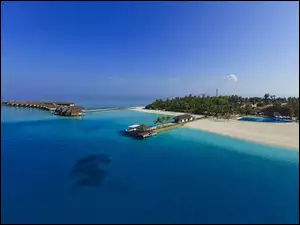 Wyspa, Ocean, Na, Domy, Malediwy, Palach, Plaża