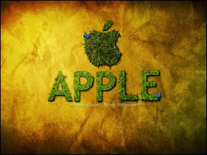 Apple, Trawa, Logo, Napis