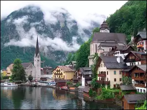 Austria, Jezioro, Zabudowanie, Góry, Hallstatt