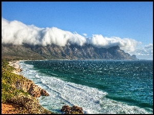 Południowa Afryka, Morze, Chmury, Góry, Kogel Bay