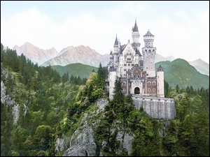 Niemcy, Zamek, Lasy, Neuschwanstein, Góry