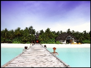 Malediwy, Molo, Ocean, Dom, Angsana Velavaru