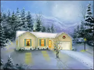 Obraz, Dom, Boże, Zima, Narodzenie