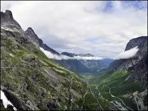 Norwegia, Chmury, Droga, Góry