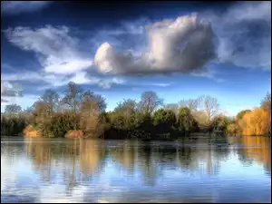 Chmury, Jezioro, Drzewa