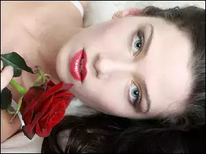 Kobieta, Róża, Twarz, Czerwona