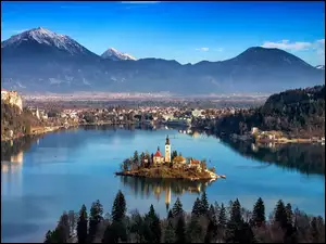 Słowenia, Góry, Wyspa, Jezioro, Bled