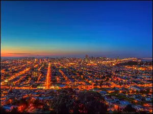 San Francisco, Panorama, Miasto, Noc