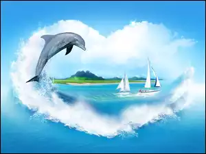 Morze, Delfin, Chmury