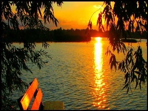 Jezioro, Wschód, Słońca