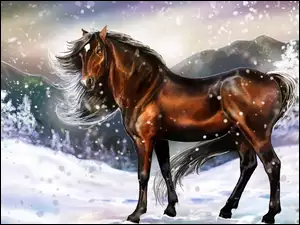 Zima, Obraz, Koń