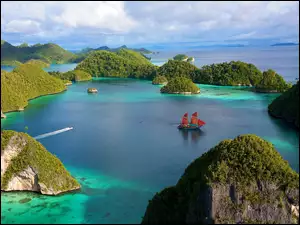 Morze, Indonezja, Żaglowiec, Wyspy