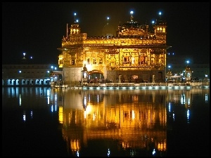 Golden Temple, Indie, Odbicie, Noc