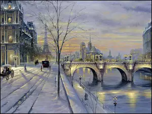 Obraz, Paryż, Zimą