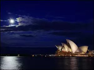 Chmury, Australia, Noc, Sydney, Księżyc