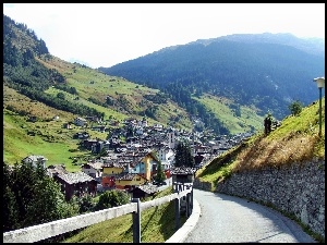 Droga, Szwajcaria, Góry, Miasteczko