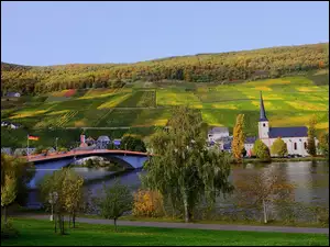 Kościół, Pola, Rzeka, Niemcy, Most, Uprawne