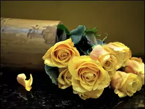 Bukiet, Kompozycja, Żółtych, Róż