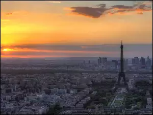 Słońca, Paryż, Eiffla, Wieża, Zachód
