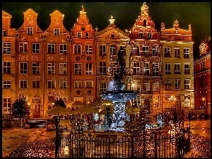 Polska, Fontanna, Kamienice, Neptun, Gdańsk