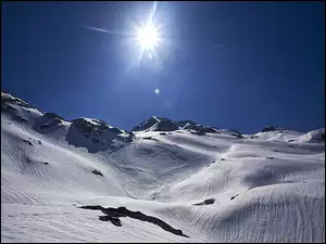 Góry, Niebo, Śnieg, Słońce