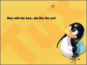 grafika, Linux, łapka, pingwin, motyl
