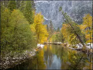 Rzeka, Jesień, Góry, Lasy